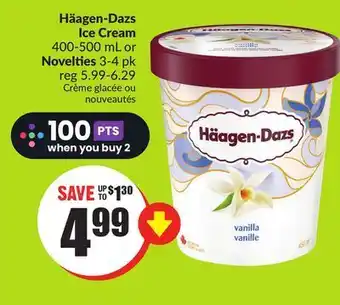 FreshCo Häagen-dazs ice cream 400-500 ml or novelties 3-4 pk offer