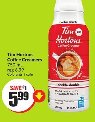 FreshCo Tim hortons coffee creamers 750 ml offer