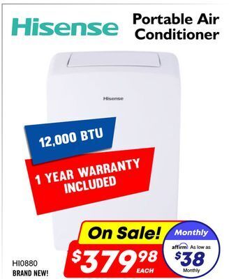 Factory Direct Hisense 12,000 btu portable air conditioner offer