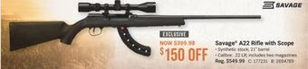 Bass Pro Savage a22 rifle with scope offer