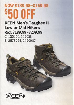Bass Pro Keen men's targhee ii low or mid hikers offer