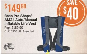 Bass Pro Bass pro shops® am24 auto/manual inflatable life vest offer