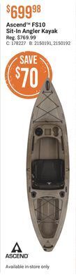 Bass Pro Ascend fs10 sit-in angler kayak offer