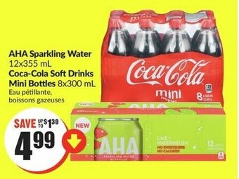 FreshCo AHA Sparkling Water 12x355 mL Coca-Cola Soft Drinks Mini Bottles 8x300 mL offer