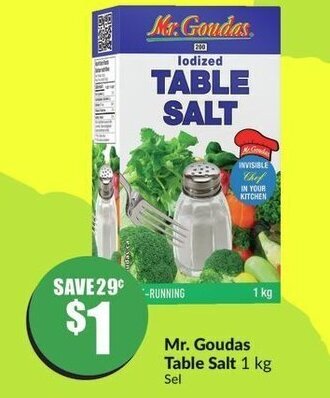 FreshCo Mr. Goudas Table Salt 1 kg offer
