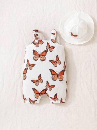 SheIn Shein baby butterfly print romper & hat offer