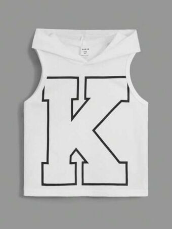 SheIn Shein kids evryday toddler boys letter graphic hooded tank top offer