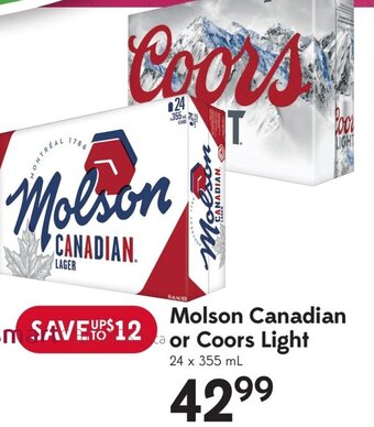 Sobeys Molson Canadian a or Coors Light offer