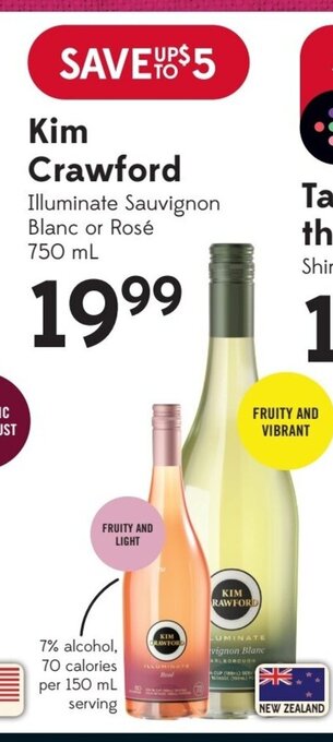 Sobeys Kim Crawford Illuminate Sauvignon Blanc or Rosé 750 mL offer