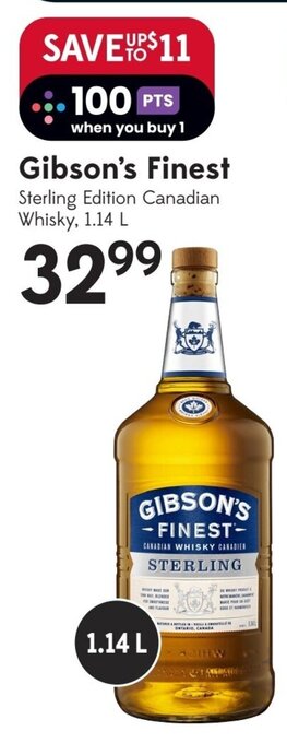Sobeys Gibson's Finest Sterling Edition Canadian Whisky, 1.14 L offer
