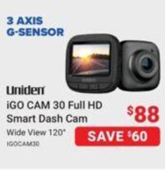 Visions Electronics Uniden IGO CAM 30 Full HD Smart Dash Cam offer