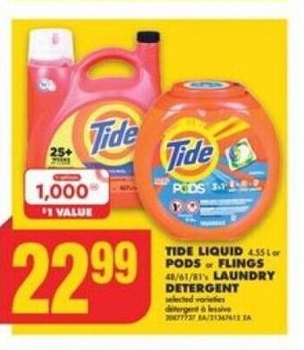 No Frills Tide  liquid pods/flings laundry detergent offer