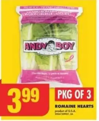No Frills ROMAINE HEARTS product of U.S.A. offer