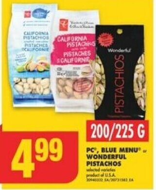 No Frills PC BLue Menu or Wonderful Pistachos offer