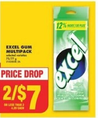No Frills EXCEL GUM MULTIPACK selected varieties 75/77 offer