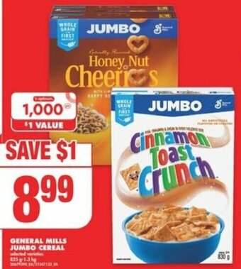No Frills General Mills Jumbo Cereal offer