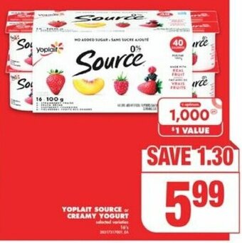 No Frills Yoplait Source or Creamy Yogurt offer