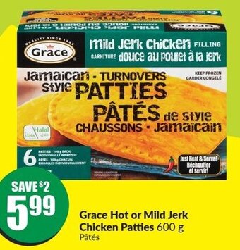 FreshCo Grace Hot or Mild Jerk Chicken Patties 600 g Pâtés offer