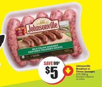 FreshCo Johnsonville Breakfast or Dinner Sausages 375-500 g offer