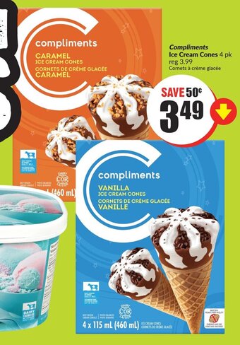 FreshCo Compliments Ice Cream Cones 4 pk offer