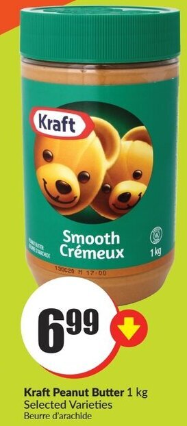 FreshCo Kraft Peanut Butter 1 kg Selected Varieties Beurre d'arachide offer