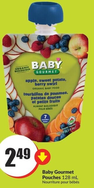 FreshCo Baby Gourmet Pouches 128 mL Nourriture pour bébés offer