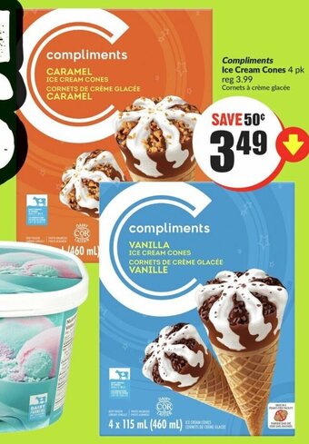 FreshCo Compliments Ice Cream Cones 4 pk offer