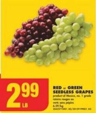No Frills Red or Green Seedless Grapes offer