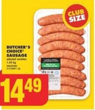 No Frills Butcher's Choice Sausage offer