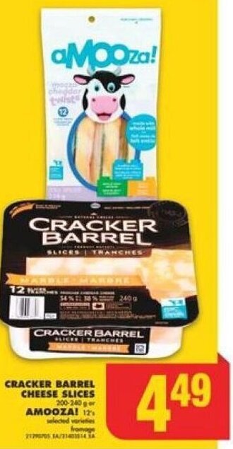 No Frills CRACKER BARREL CHEESE SLICES OR AMOOZA! offer