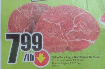 FreshCo Value Pack Angus Beef Sirloin Tip Steak offer