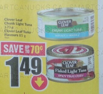 FreshCo Clover Leaf Chunk Light Tuna or Clover Leaf Tuna Flavours offer