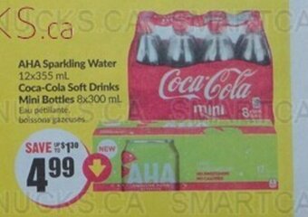 FreshCo AHA Sparkling Water or Coca-Cola Soft Drinks Mini Bottles offer