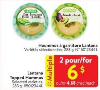 Walmart Lantana Topped Hummus offer