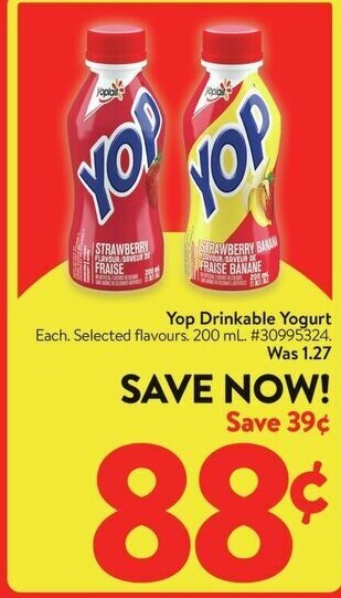 Walmart Yop Drinkable Yogurt offer