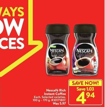 Walmart Nescafé Rich Instant Coffee offer