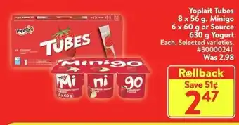 Walmart Yoplait Tubes, Minigo or Source or Yogurt offer