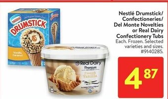 Walmart Nestlé Drumstick/ Confectioneries/ Del Monte Novelties or Real Dairy Confectionery Tubs offer