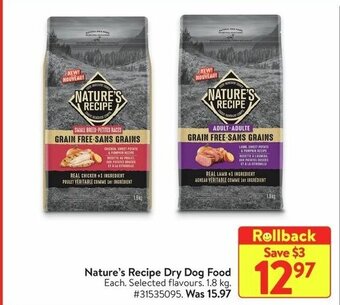 Walmart Nature's Recipe Dry Dog Food offer
