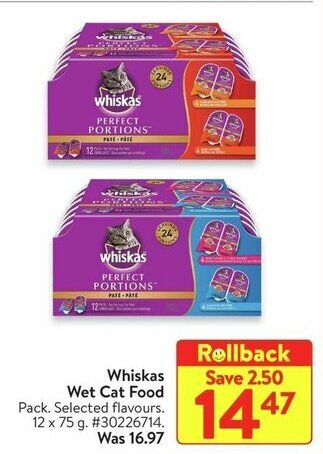Walmart Whiskas Wet Cat Food offer