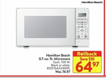 Walmart Hamilton Beach 0.7-cu. ft. Microwave offer