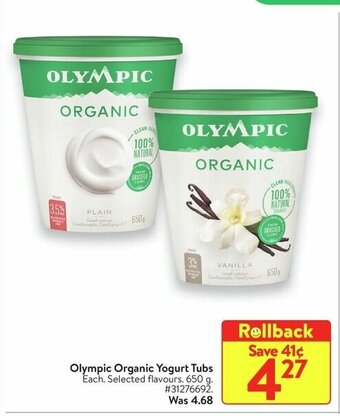 Walmart Olympic Organic Yogurt Tubs offer