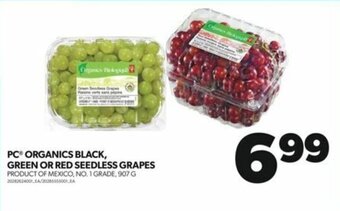 Real Canadian Superstore PC ORGANICS BLACK, GREEN OR RED SEEDLESS GRAPES offer