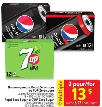 Walmart Pepsi Zero Sugar or 7UP Zero Sugar Pack. Selected flavours. offer