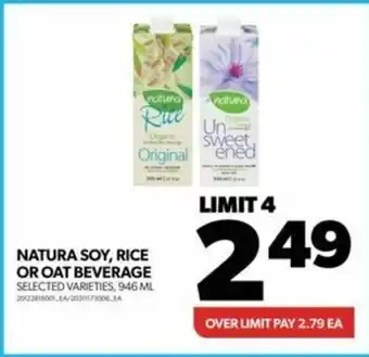 Real Canadian Superstore NATURA SOY, RICE OR OAT BEVERAGE offer
