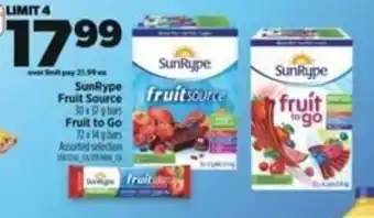 Real Canadian Superstore SunRype Fruit Source 30 x 32 g bars Fruit to Go offer