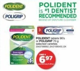 Real Canadian Superstore Polident tablets 96's or POLIGRIP 70 g offer