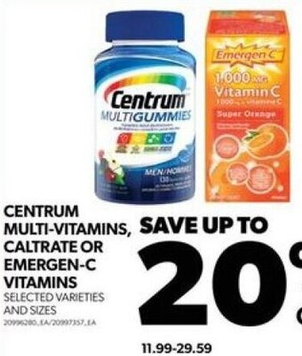 Real Canadian Superstore CENTRUM MULTI-VITAMINS, CALTRATE OR EMERGEN-C VITAMINS SELECTED VARIETIES AND SIZES 20996280 EA/20997357.A offer