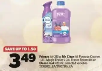 Real Canadian Superstore Febreze Air 250 g. Mr. Cleas All Purpose Cleaner 131 Magic Eraser 2-3%, Eraser Sheets 8's or Clean Freak 473 ml. selected offer