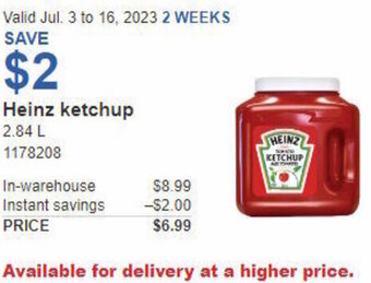 Costco Heinz ketchup 2.84L offer